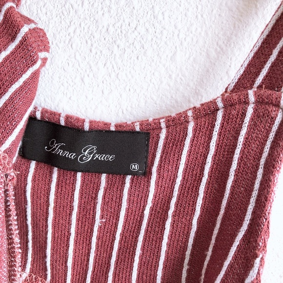 Anna Grace Burgundy Stripes Jumpsuit-COPY - Picture 7 of 8